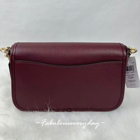 COACH Hadley Shoulder Bag Crossbody In Leather Gold/Dark Wine CY683 NWT - Picture 4 of 9